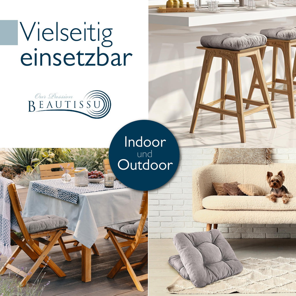 Beautissu 4er Set Premium Stuhlkissen 35x35 cm HighLux SK