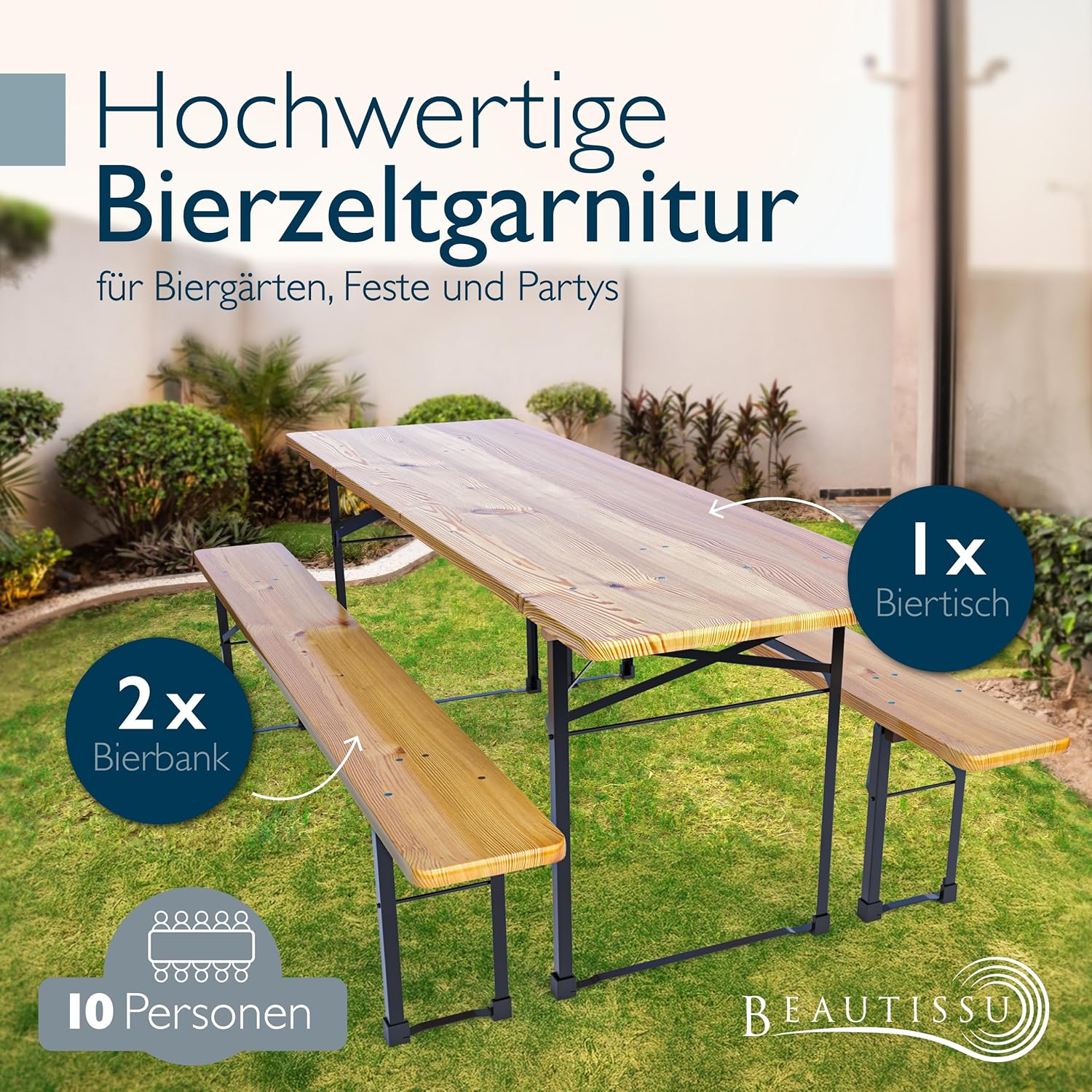 Beautissu 3tlg Bierzeltgarnitur - Bierzeltgarnitur klappbar - BT22
