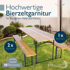 Beautissu Bierzeltgarnitur klappbar - Biertischgarnitur mit Schirmloch - BT22