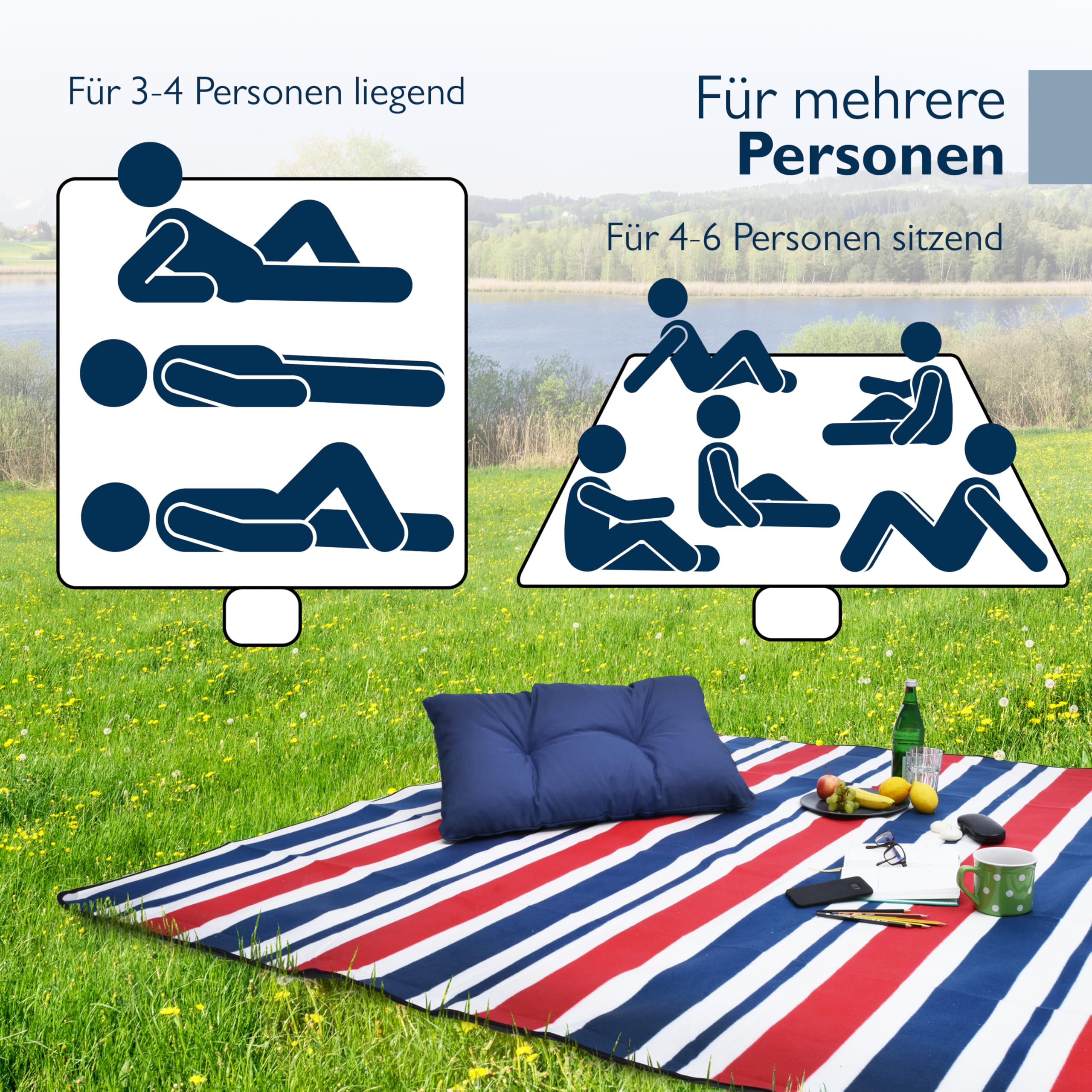 Beautissu XXL Picknickdecke Wasserdicht Isoliert Bella