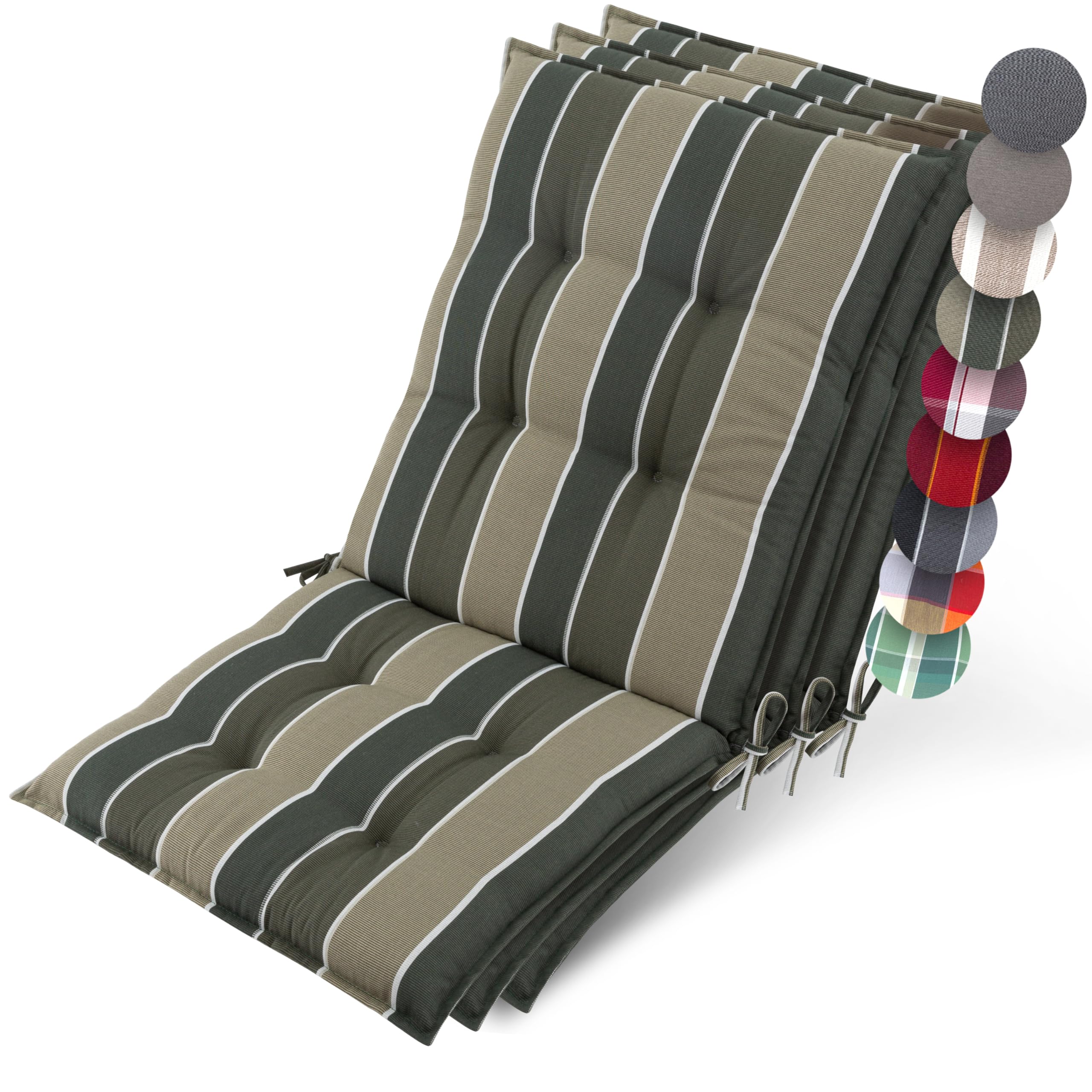 Beautissu Premium Niedriglehner Auflage Gartenstuhl 100x50cm Sun-NL
