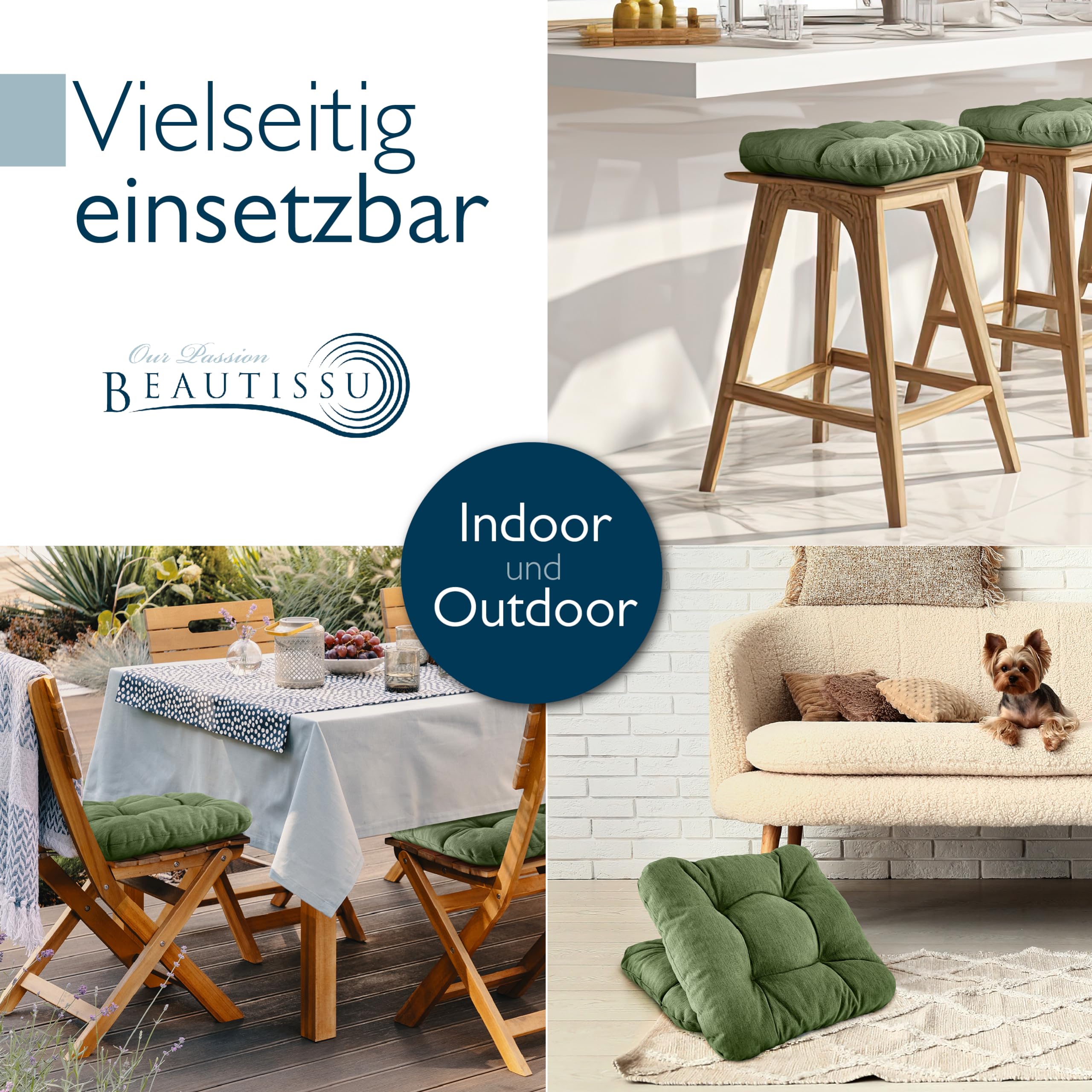 Beautissu 4er Set Premium Stuhlkissen 40x40 cm HighLux SK