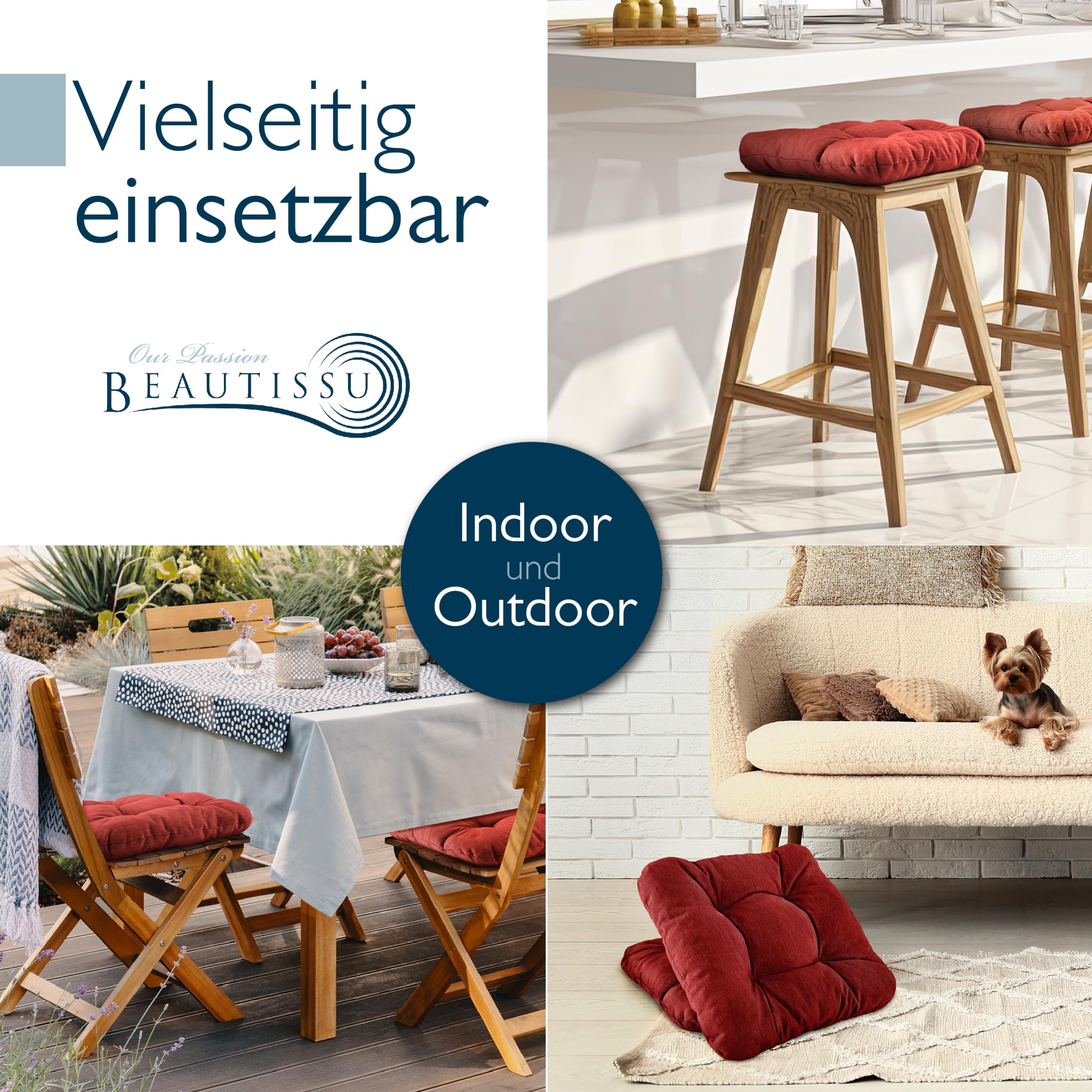 Beautissu 4er Set Premium Stuhlkissen 40x40 cm HighLux SK