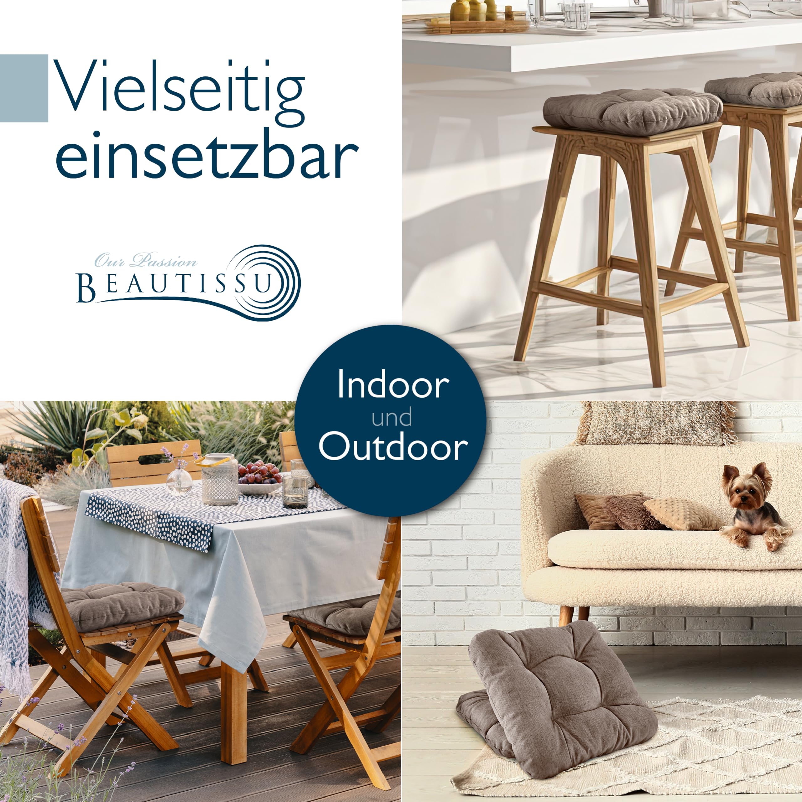 Beautissu 4er Set Premium Stuhlkissen 35x35 cm HighLux SK