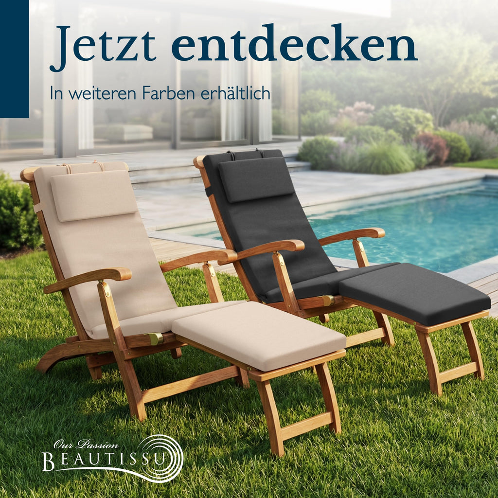 Beautissu Deckchair Auflage – 100% wasserdicht & wetterfest – QD-DC
