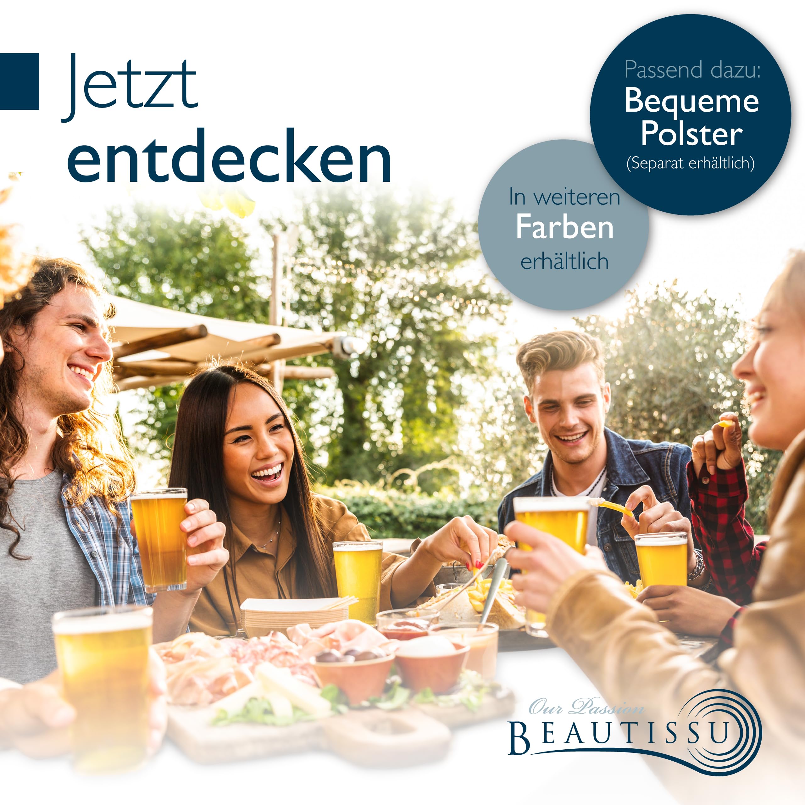 Beautissu Bierbank Hussen & Biertisch Husse Set 3 tlg Basic M