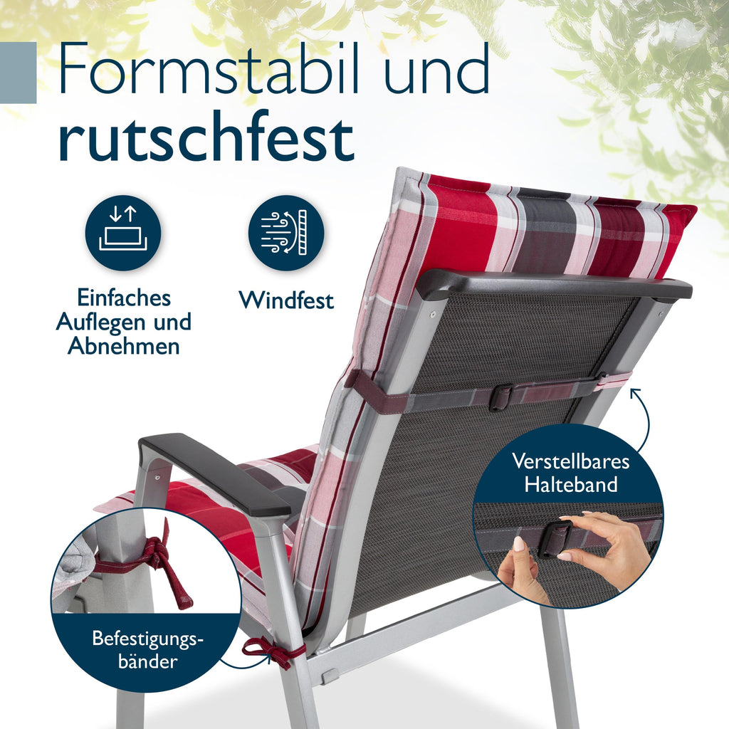 Beautissu Premium Niedriglehner Auflage Gartenstuhl 100x50cm Sun-NL