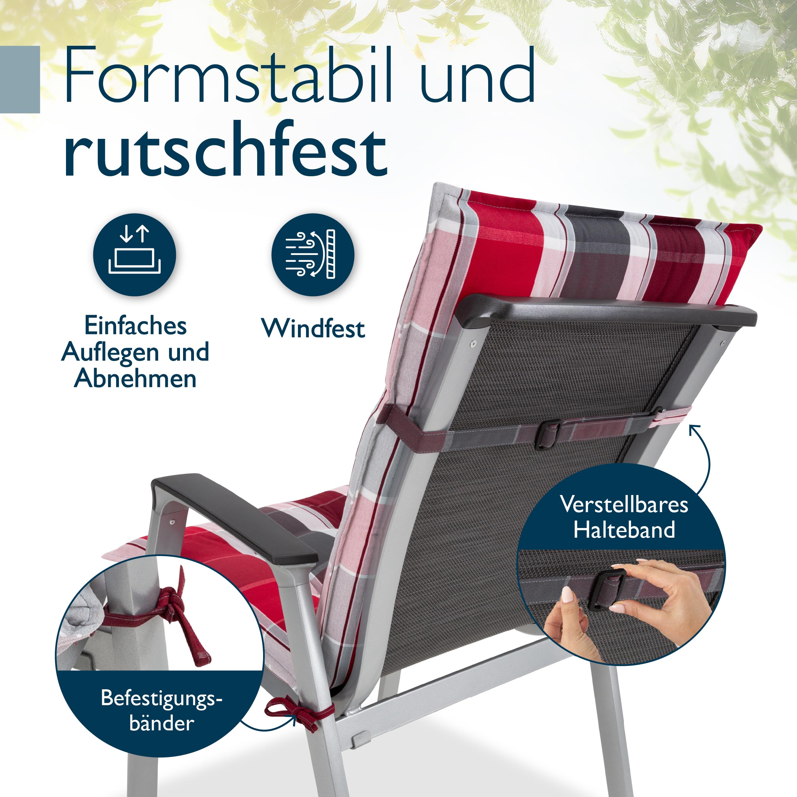 Beautissu Premium Niedriglehner Auflage Gartenstuhl 100x50cm Sun-NL