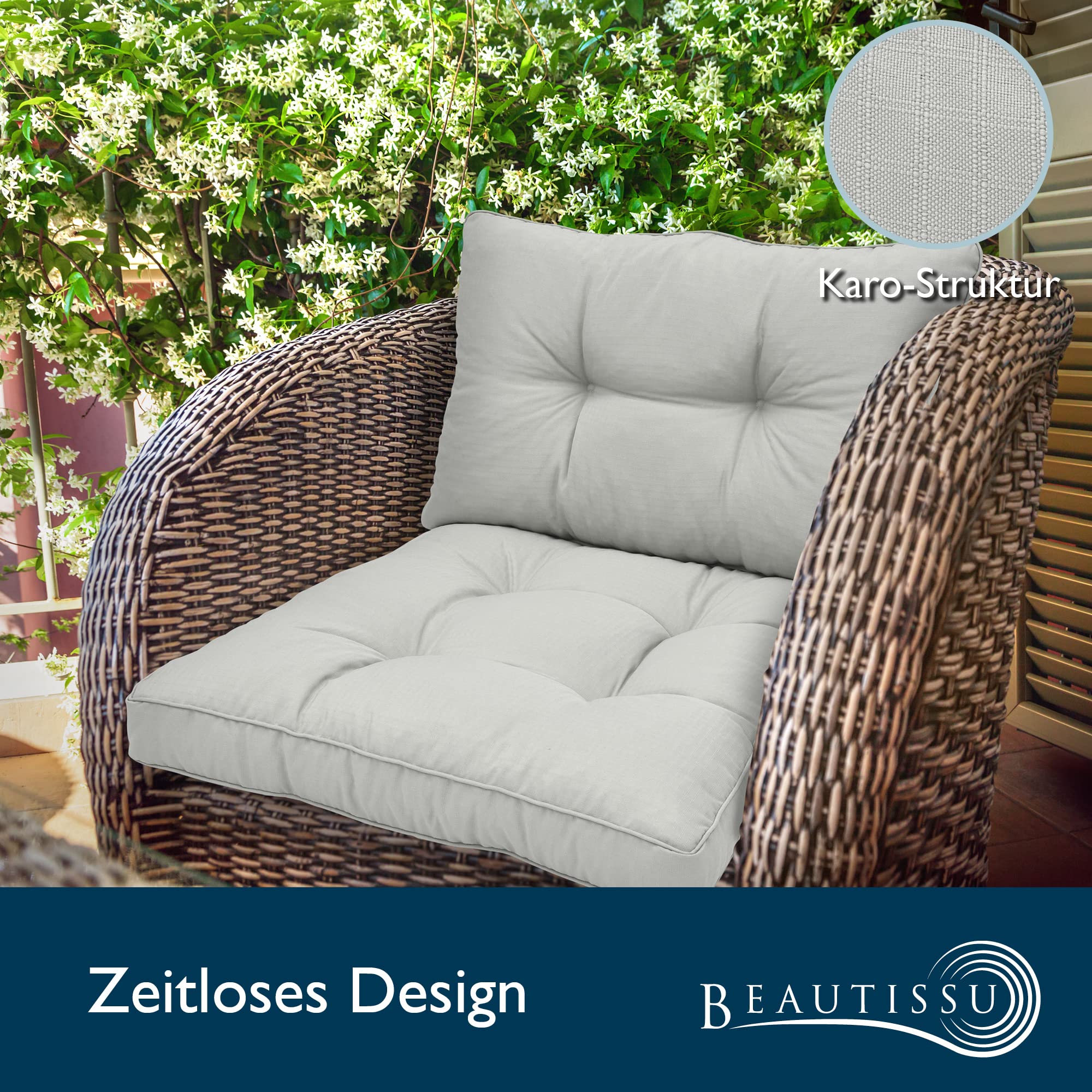 Beautissu Lounge Kissen Outdoor 50x50 cm xLuna