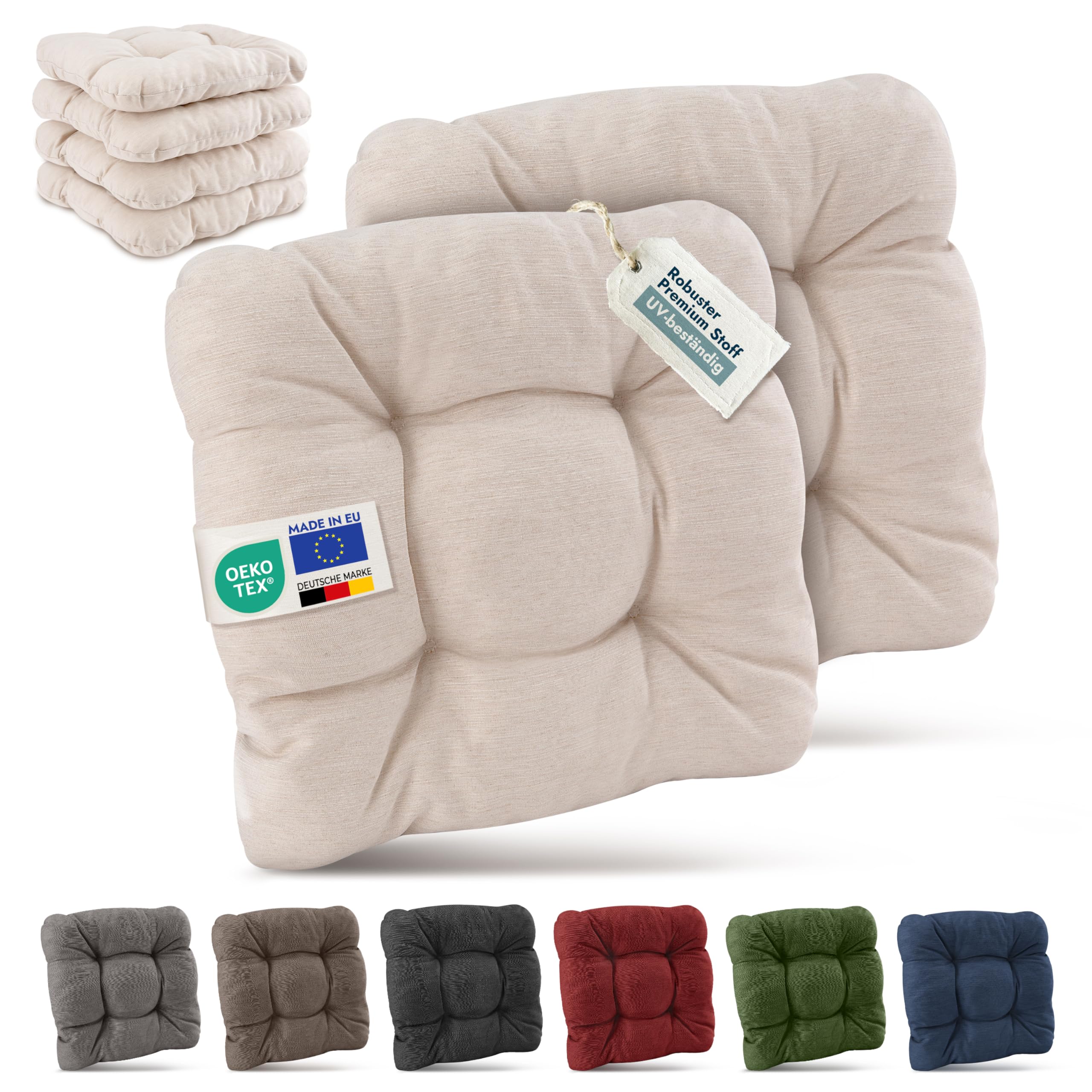Beautissu 4er Set Premium Stuhlkissen 40x40 cm HighLux SK
