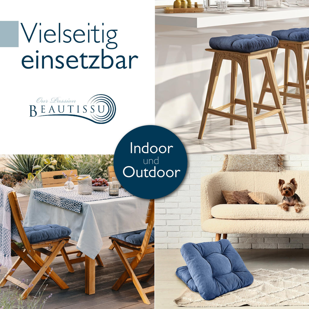 Beautissu 4er Set Premium Stuhlkissen 40x40 cm HighLux SK