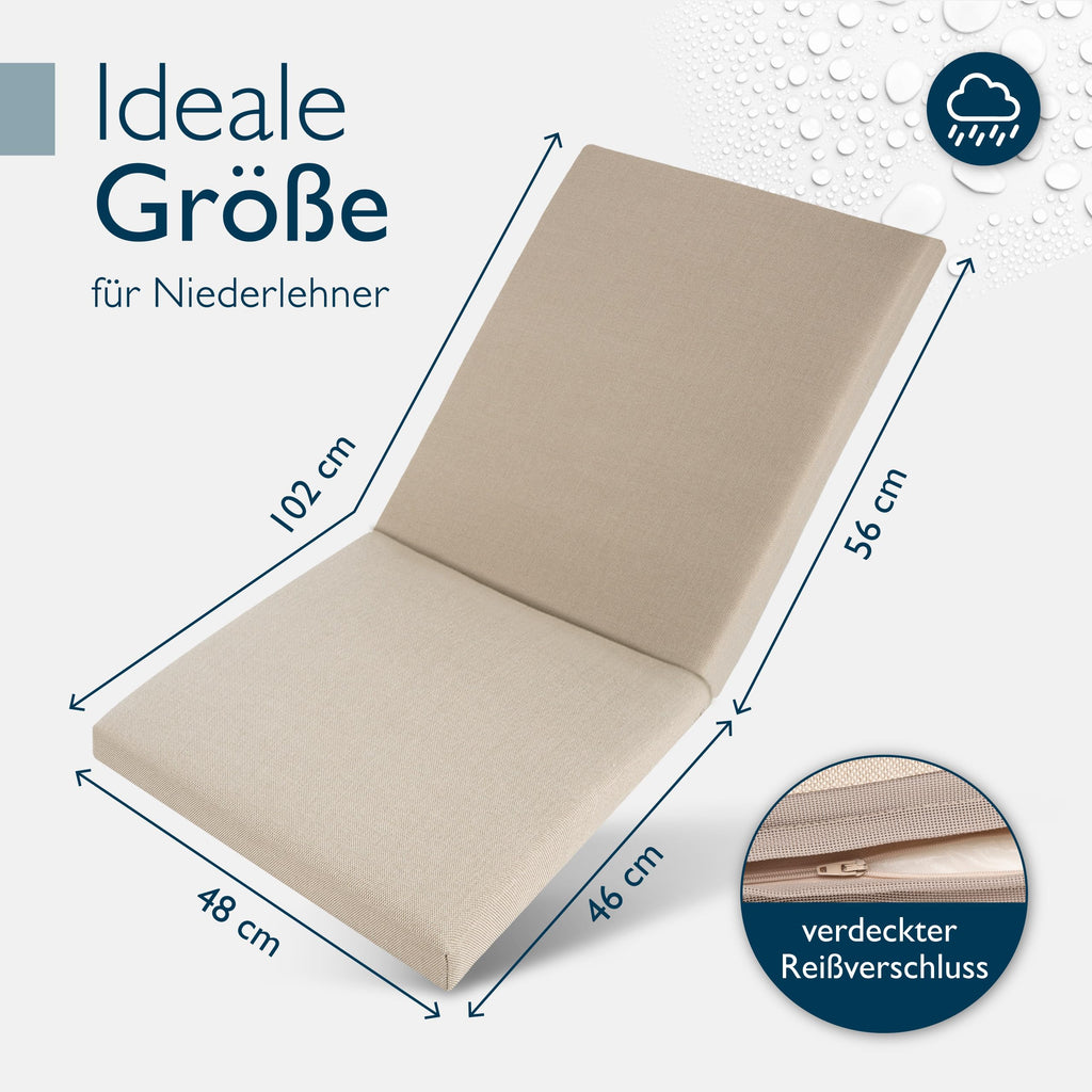 Beautissu Premium Niedriglehner Auflage 100x50cm