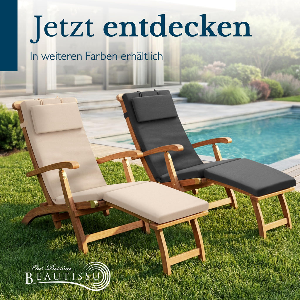 Beautissu Deckchair Auflage – 100% wasserdicht & wetterfest – QD-DC