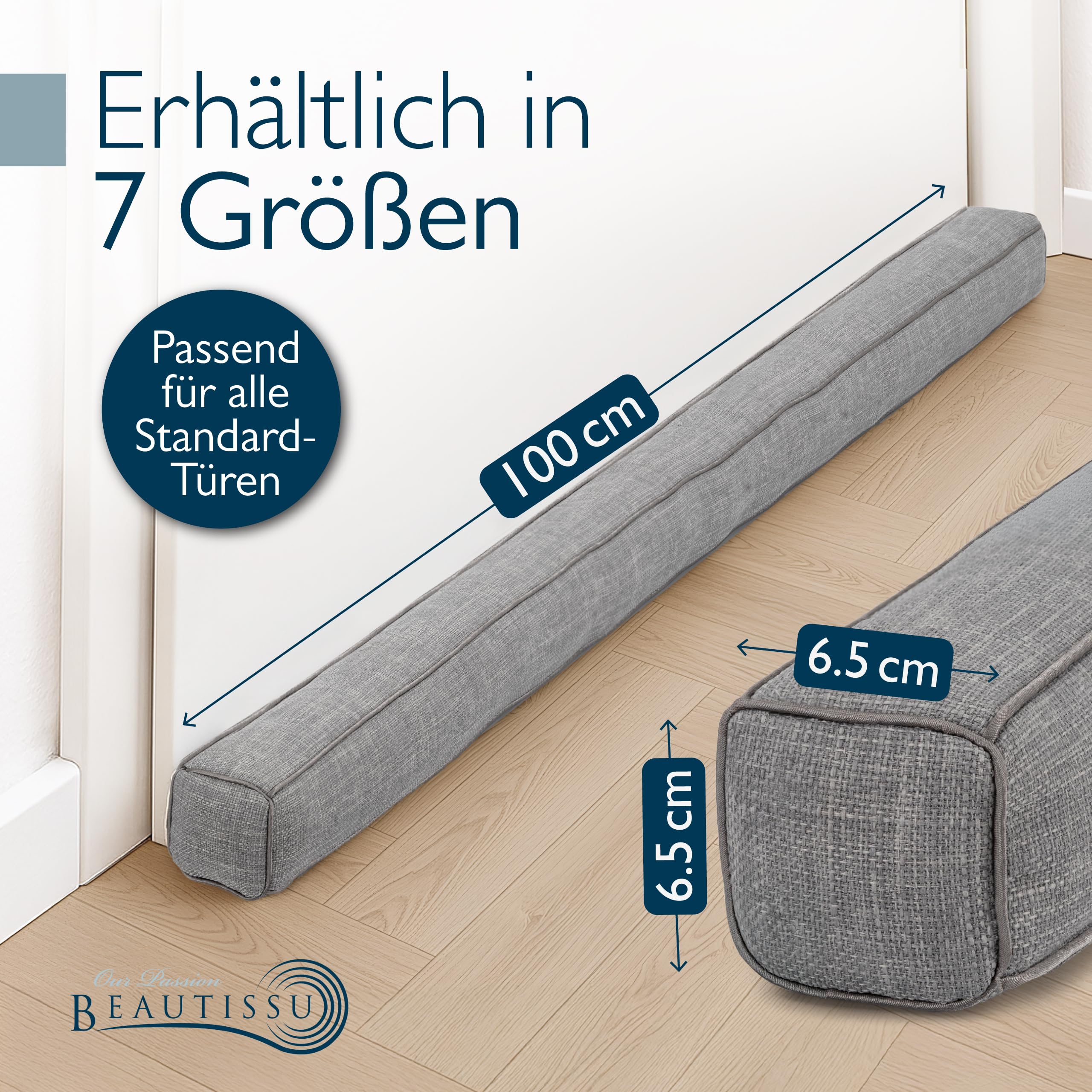 Beautissu Zugluftstopper für Türen & Fenster in div. Farben & Größen – Marin