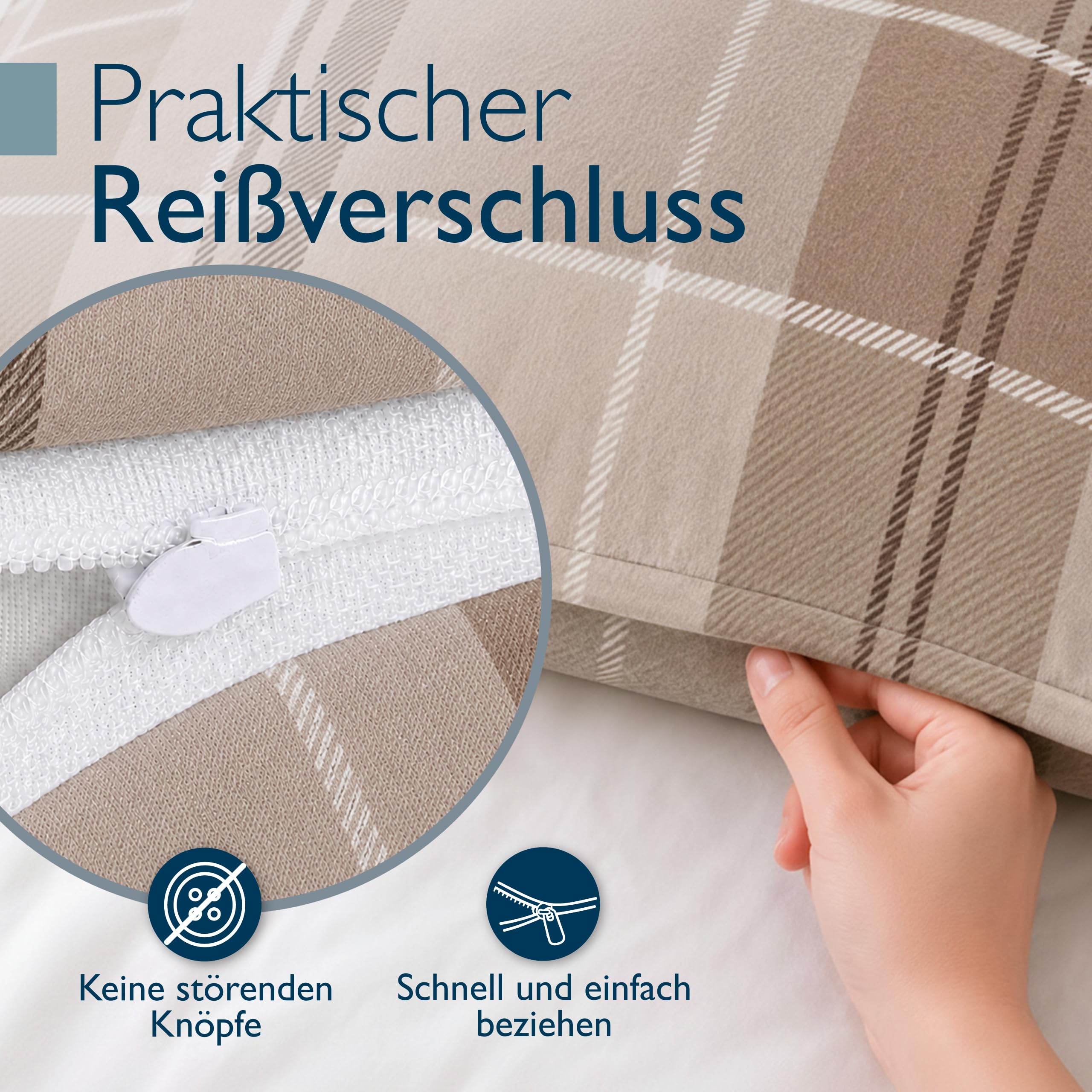 Beautissu Biber Bettwäsche 2tlg Winter Kariert 100% Baumwolle