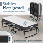 Beautissu Gästebett Klappbar 90x200cm - 13cm Dicke Matratze - Traumkraft