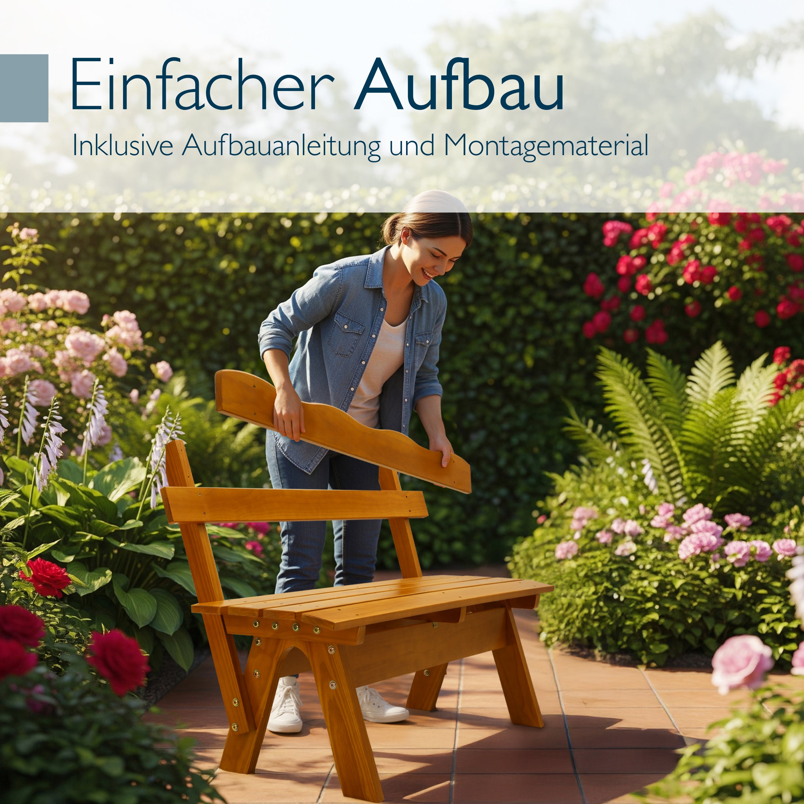 Beautissu Gartenbank Wetterfest Holz Geschwungen - RD