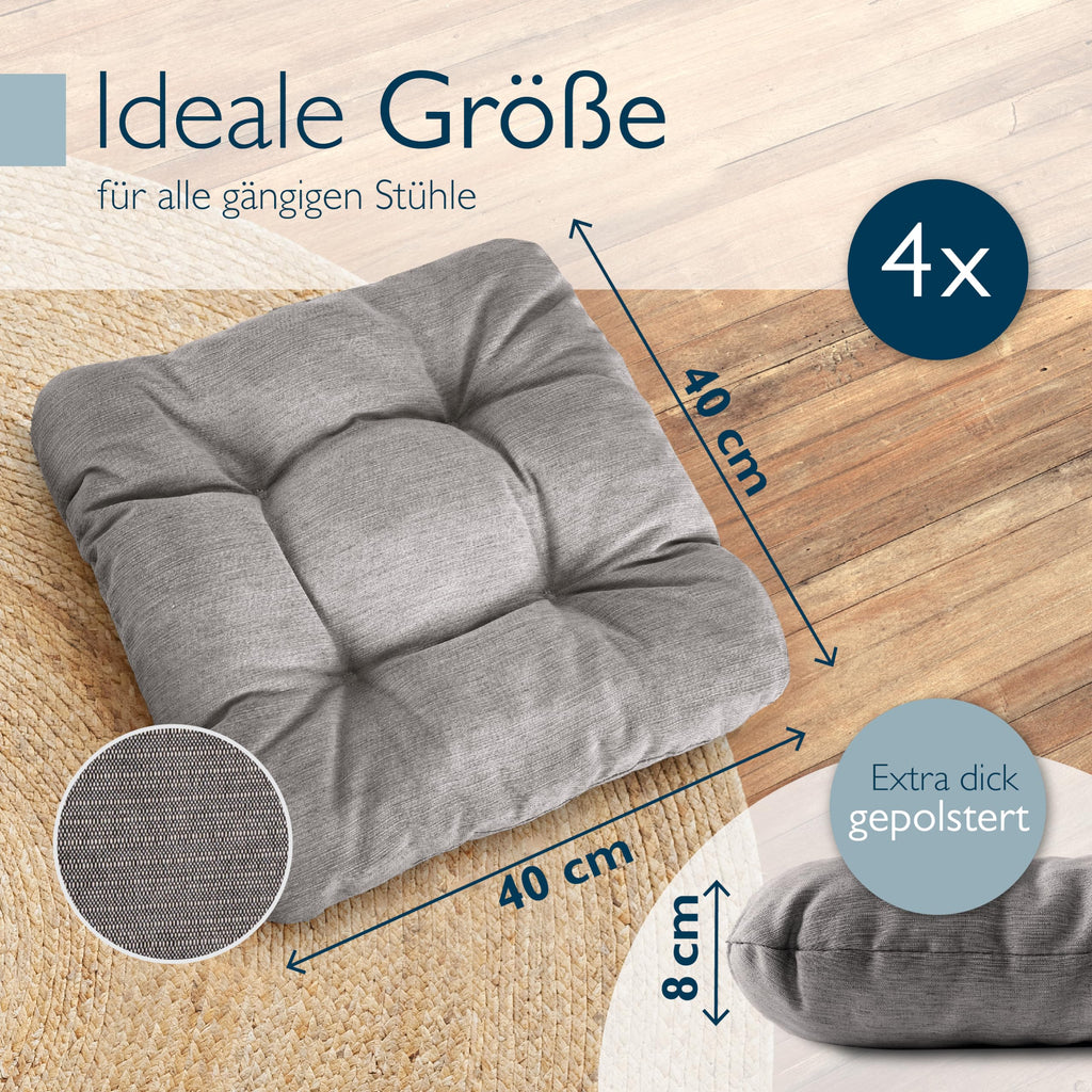 Beautissu 4er Set Premium Stuhlkissen 40x40 cm HighLux SK