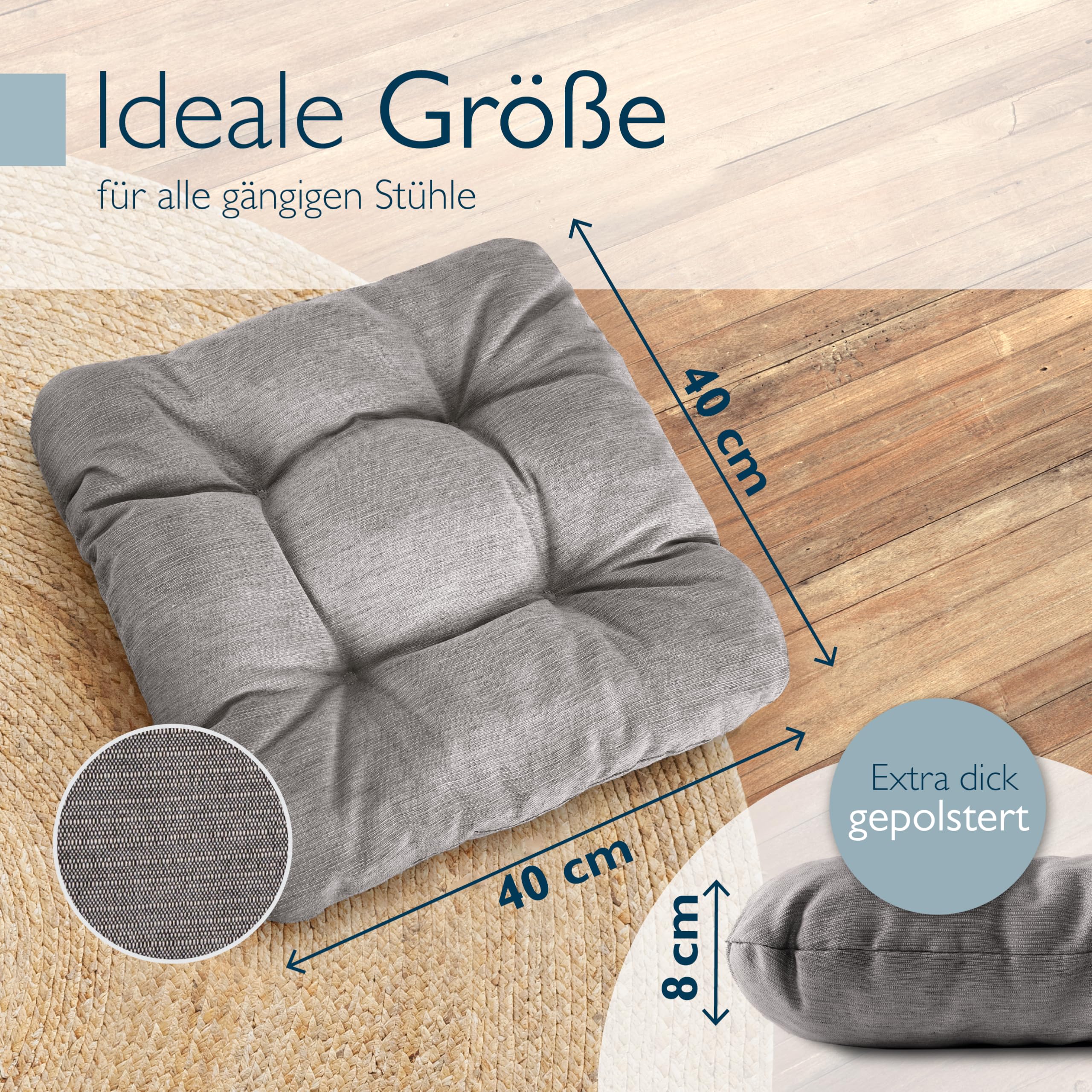 Beautissu 4er Set Premium Stuhlkissen 40x40 cm HighLux SK