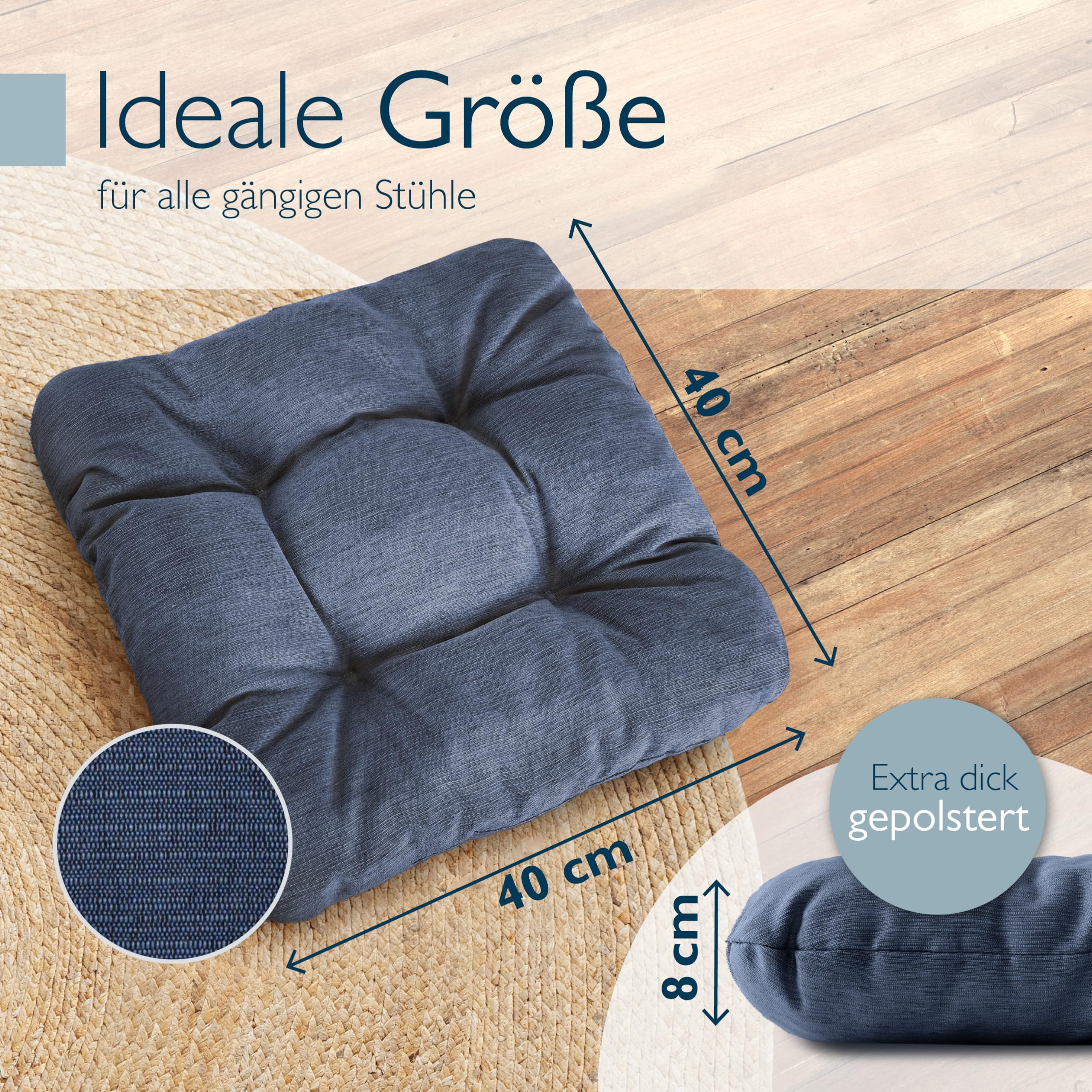 Beautissu 4er Set Premium Stuhlkissen 40x40 cm HighLux SK