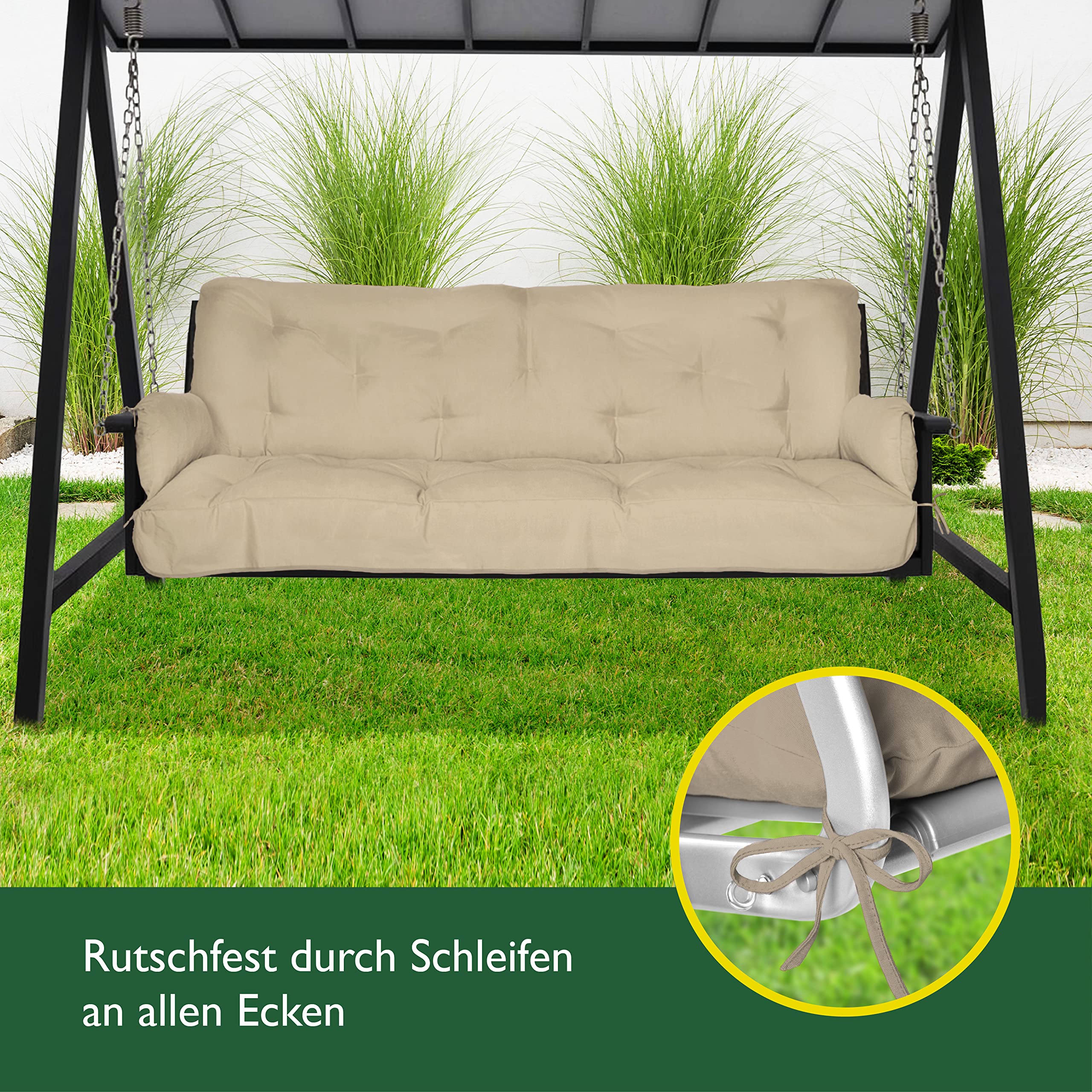 Beautissu Sitzkissen für Hollywoodschaukel 180x50x8cm Flair HS